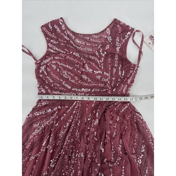 Mac Duggal Size 10 Pink 5445 Cap Sleeve Sequins Beaded Formal Prom Gown Dress - Picture 12 of 12